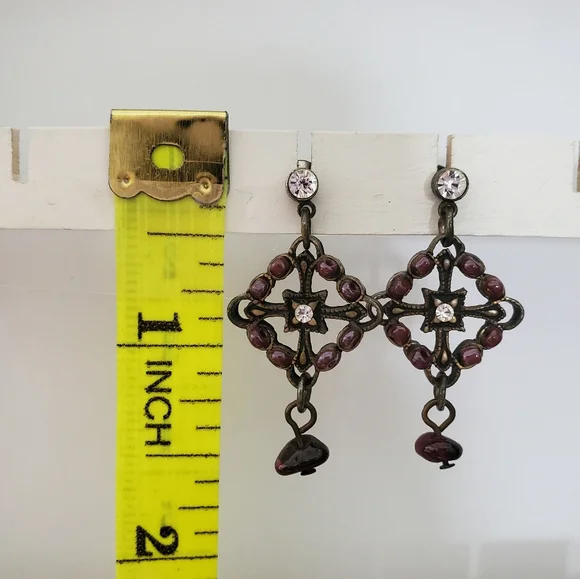 Purple stone drop earrings - Picture 7 of 8